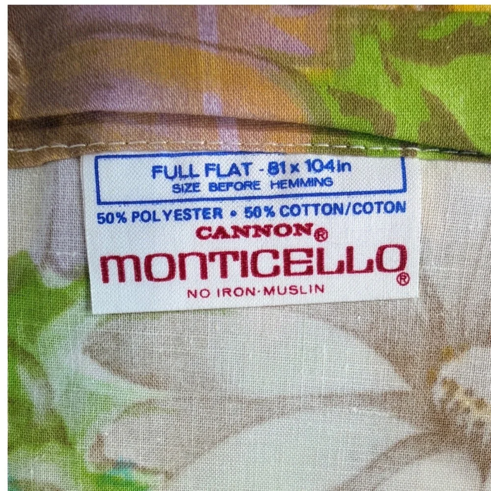 Monticello Cannon Flat Sheet Full Yellow Daisy Vintage Retro 70s No Iron Muslin